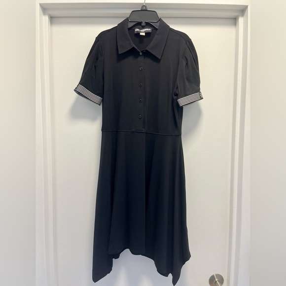 NWOT!! KARL LAGERFELD WOMEN’S POLO short sleeve DRESS - Size Small, Color Black - Picture 1 of 6